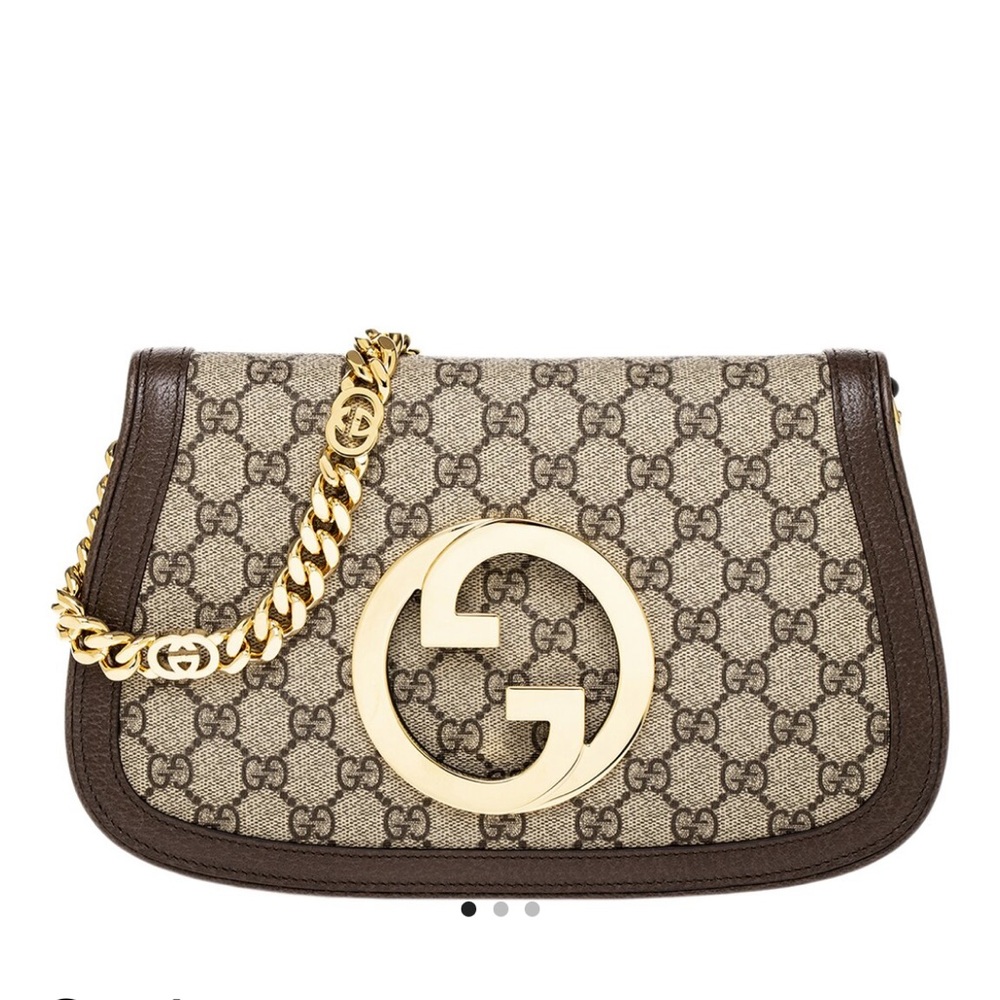 GG Supreme Monogram Textured Dollar Calfskin Blondie Chain Shoulder Flap Bag